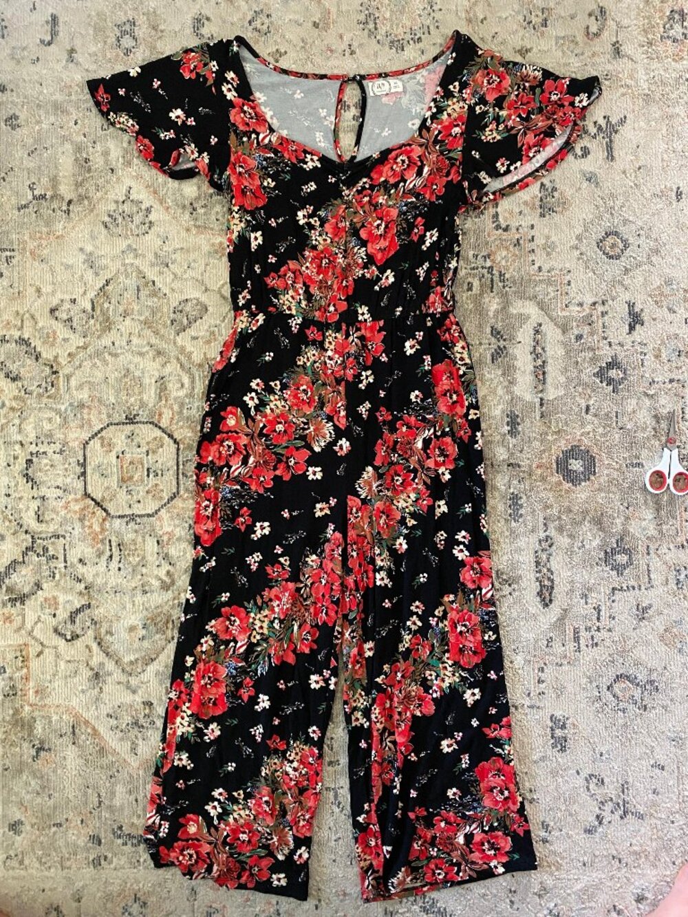 maurices floral cropped jumpsuit